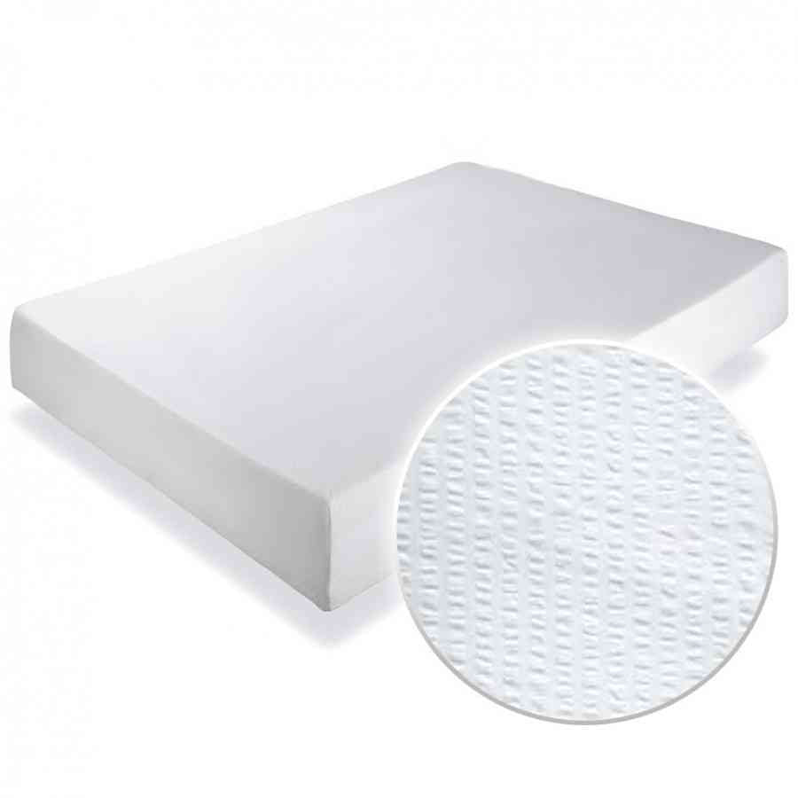 Cearceaf pat cu elastic 100% bumbac Creponat, Alb