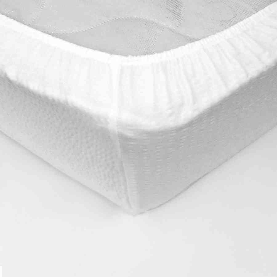 Cearceaf pat cu elastic 100% bumbac Creponat, Alb