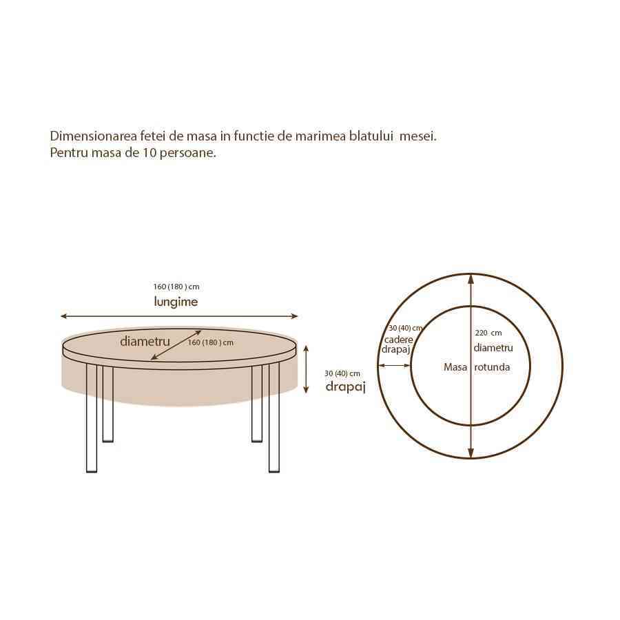 Fata masa rotunda Damasc Topo Crem 310cm (diametru)
