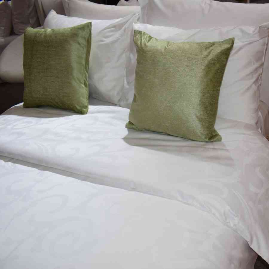 Lenjerie de  pat cu 2 pilote Twin Satin 100% Bumbac, Jaquard alb