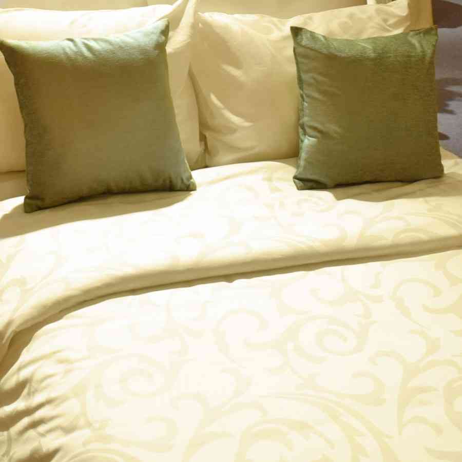 Lenjerie de  pat cu 2 pilote Twin Satin Jaquard 100% Bumbac, Vanilla