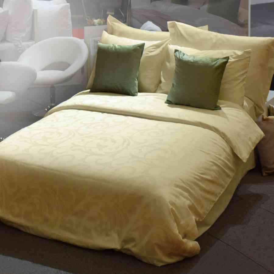 Lenjerie de pat  Matrimonial Satin 100% Bumbac, Jaquard Vanilla