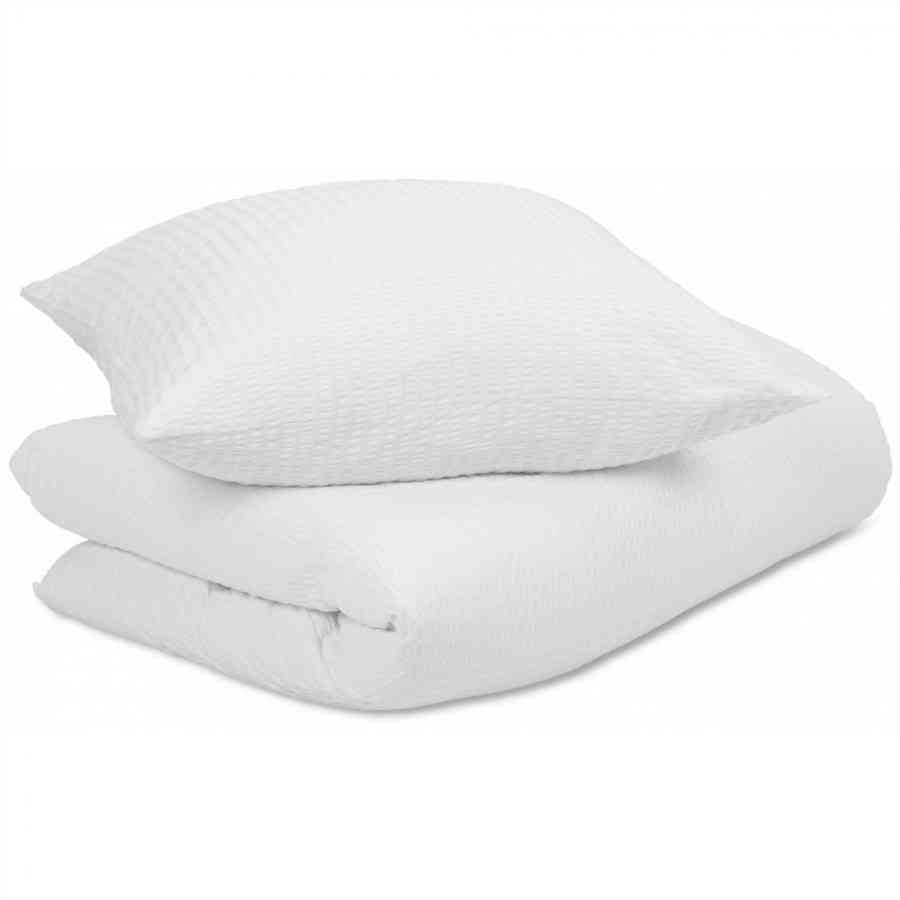 Lenjerie pat cu 2 pilote TWIN Creponat 100% bumbac alb