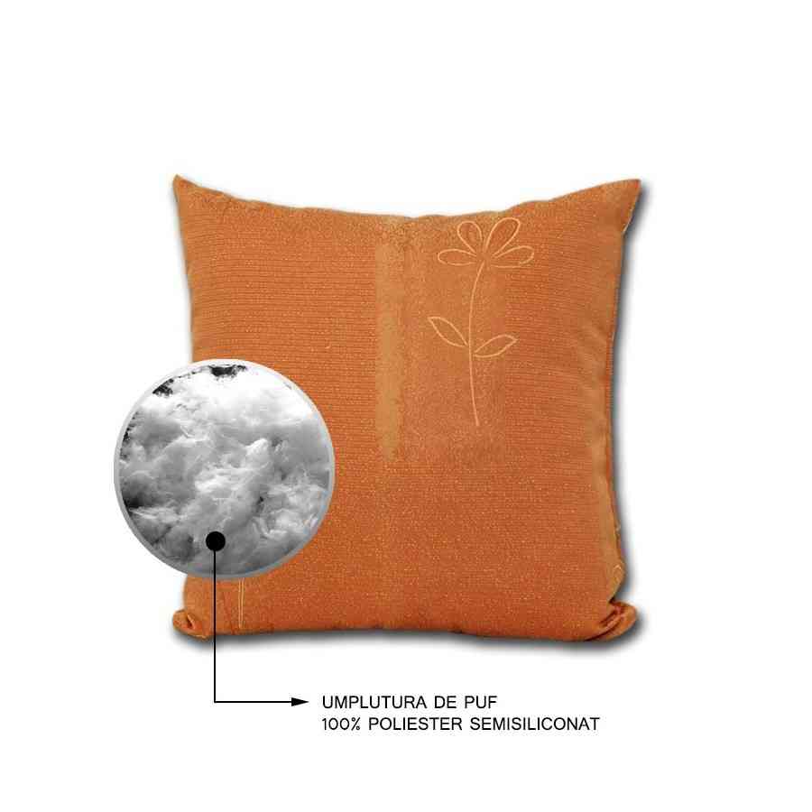 Perna decorativa Jaquard Model Floare caramiziu