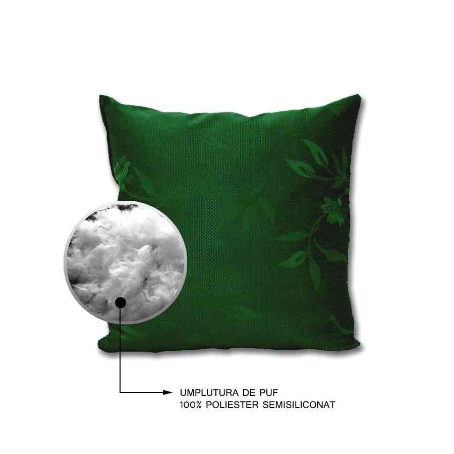 Perna decorativa Jaquard Model Garoafa verde
