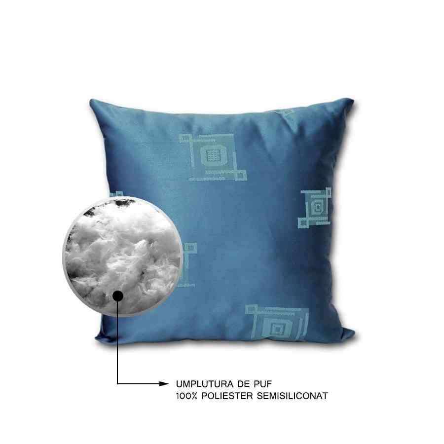 Perna decorativa Jaquard Model Patrate albastru