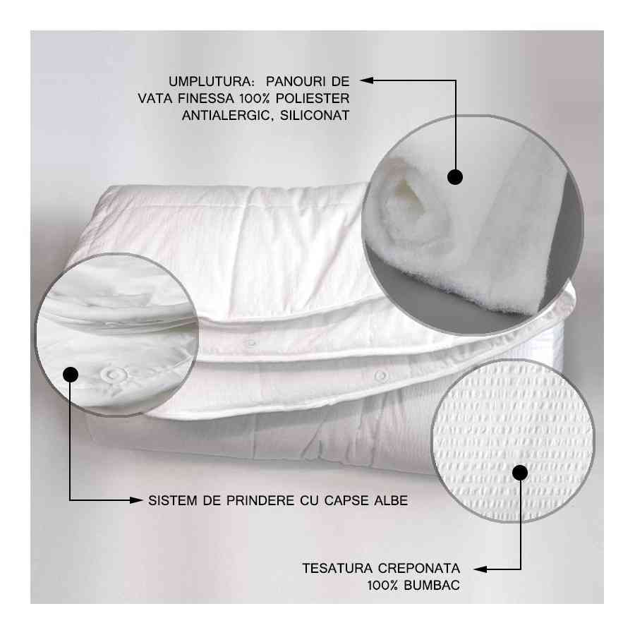Pilota matlasata 4 ANOTIMPURI Creponat 100%bumbac alb 150X210CM