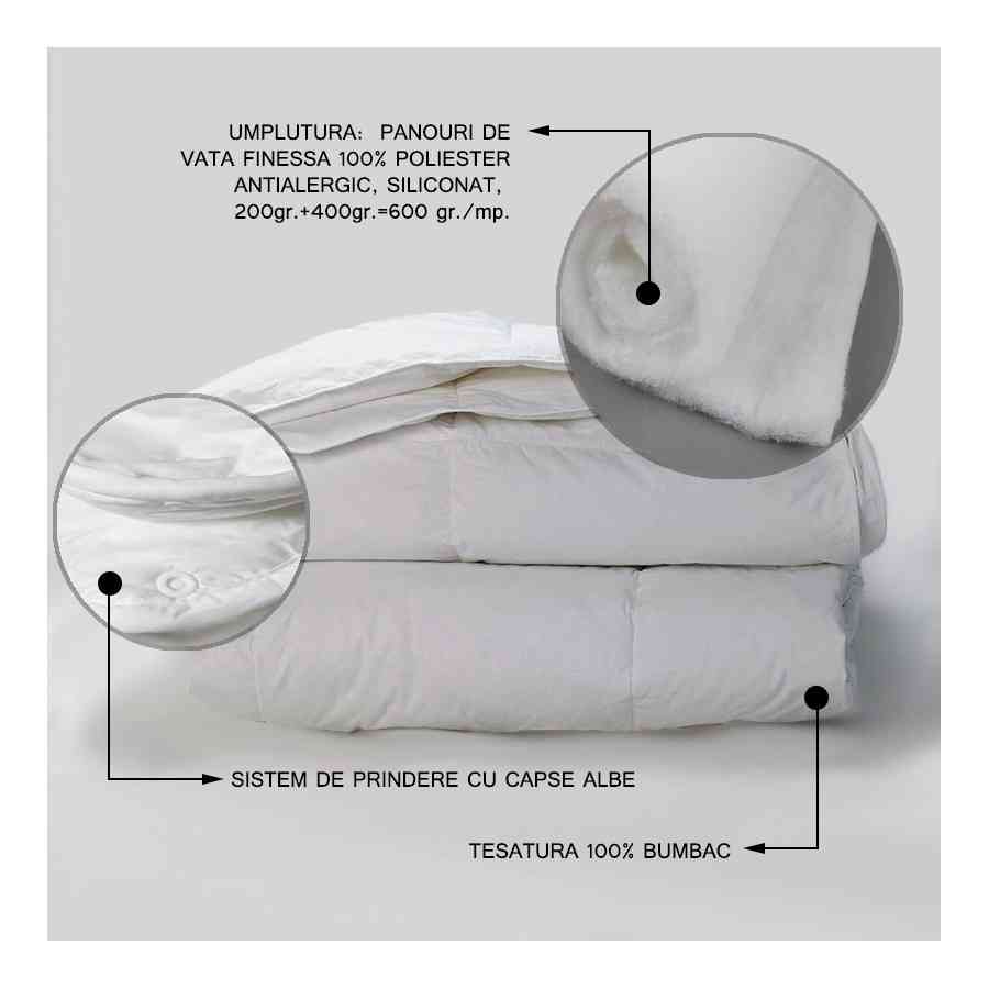 Pilota matlasata 4 ANOTIMPURI Renforce bumbac alb 180x210cm